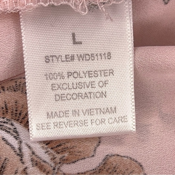 LARGE JUNIORS PINK FLORAL TOP CHARMED LACE ACCENT PASTEL - Picture 11 of 12